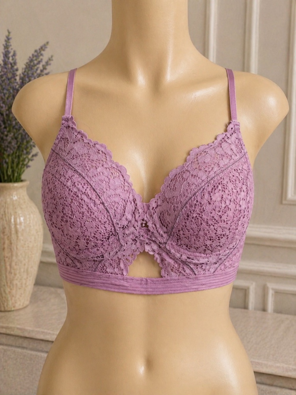 Victoria’s Secret Lace Bustier Bra – 36C – Mauve Pink – Longline Bralette